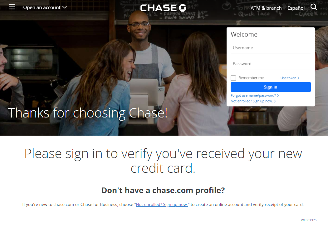 chase.com/verifycard Verification Code Application